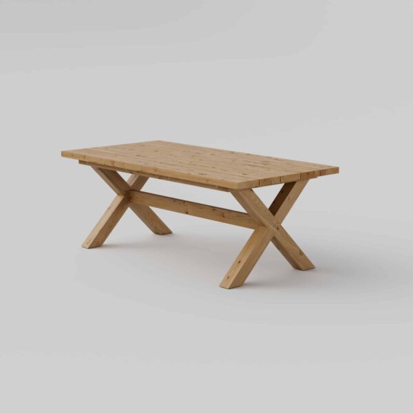 Cross-leg table, angled front view