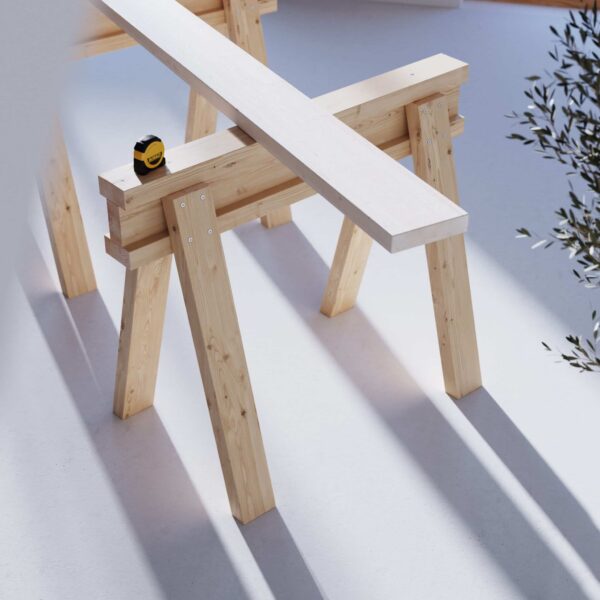 Descripción de construcción para un caballete de sierra simple - Hecho por uno mismo